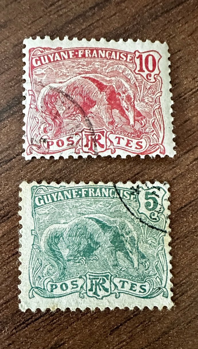 Frans Guyana 1922 Miereneter dieren gestempeld, Ophalen of Verzenden