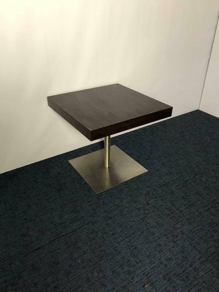 2 x Vergadertafel, antraciet eiken, chrome poot, 80 x 80 cm., Ophalen, Gebruikt
