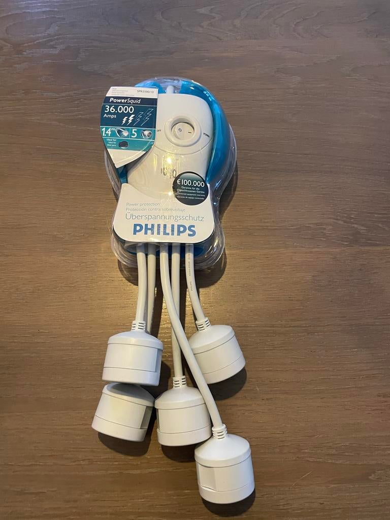 Philips PowerSquid Overspanningsbeveiliging 5 Uitgangen, Ophalen of Verzenden, Nieuw, Overige typen