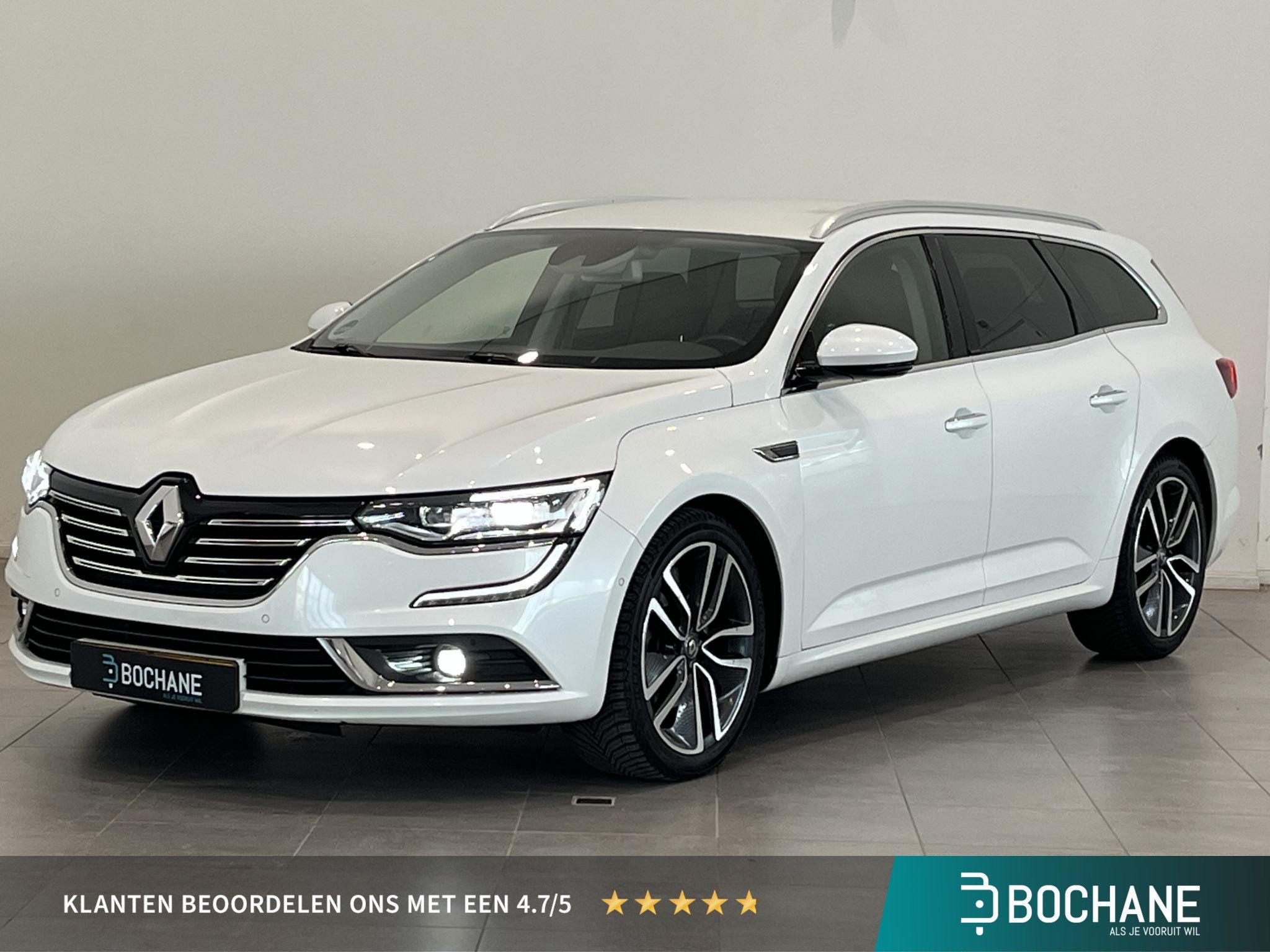 Renault Talisman Estate 1.8 TCe 225 EDC Intens | BOSE | Trek, 4 cilinders, Met garantie (alle), Leder en Stof, Wit