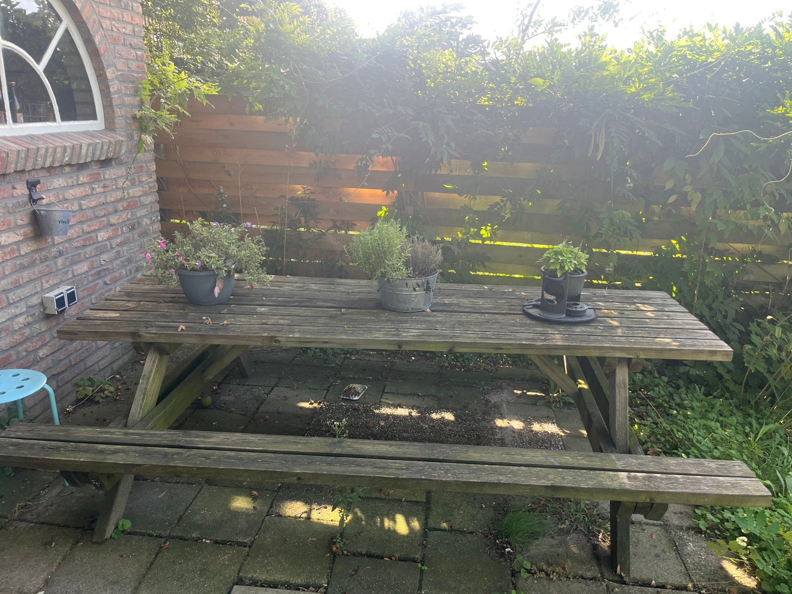 Picknick tafel, Tuin en Terras, Ophalen, Gebruikt, Rechthoekig, Hout