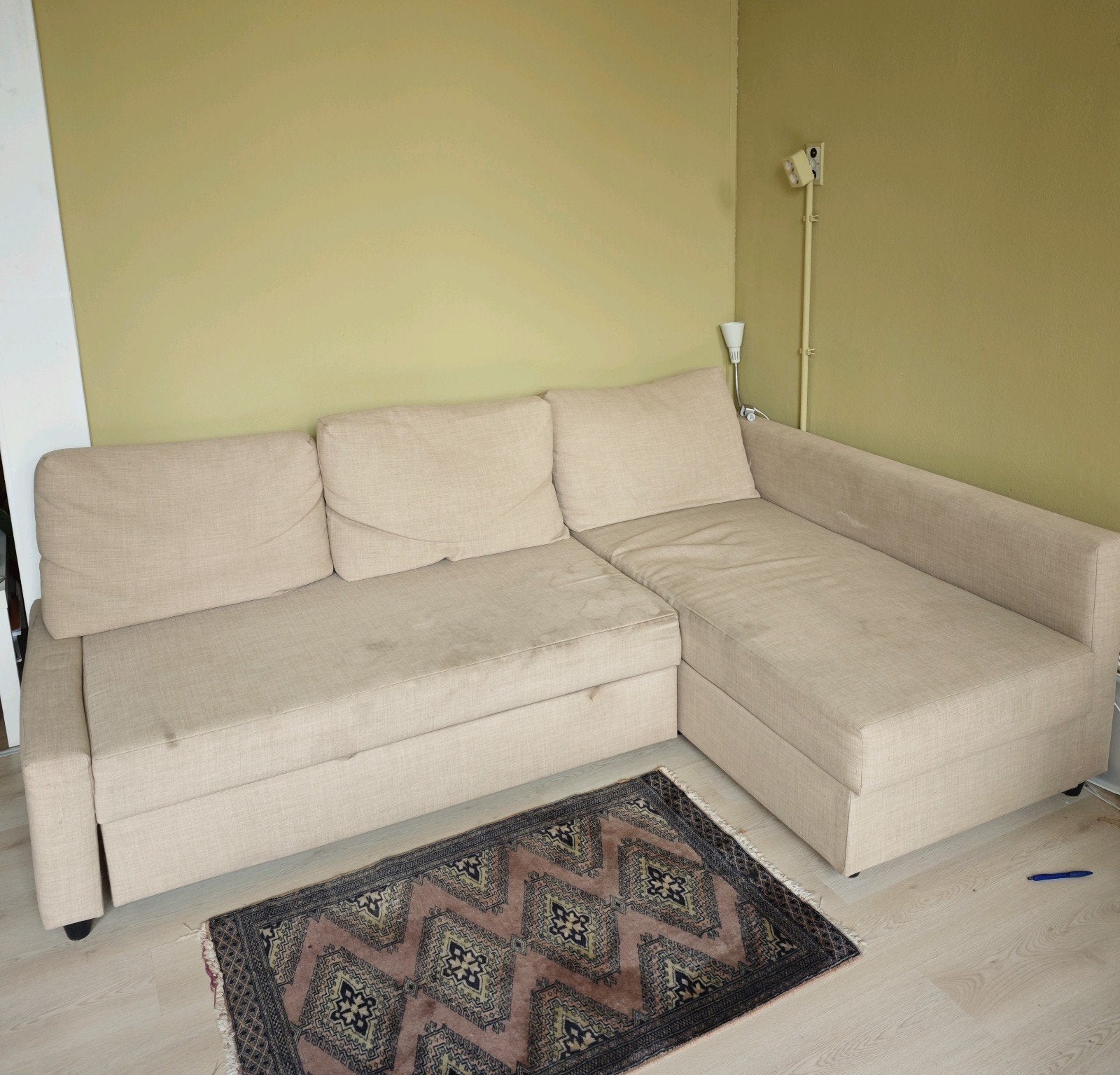 Beige slaapbank Ikea Friheten, Ophalen, Gebruikt, Beige, Tweepersoons