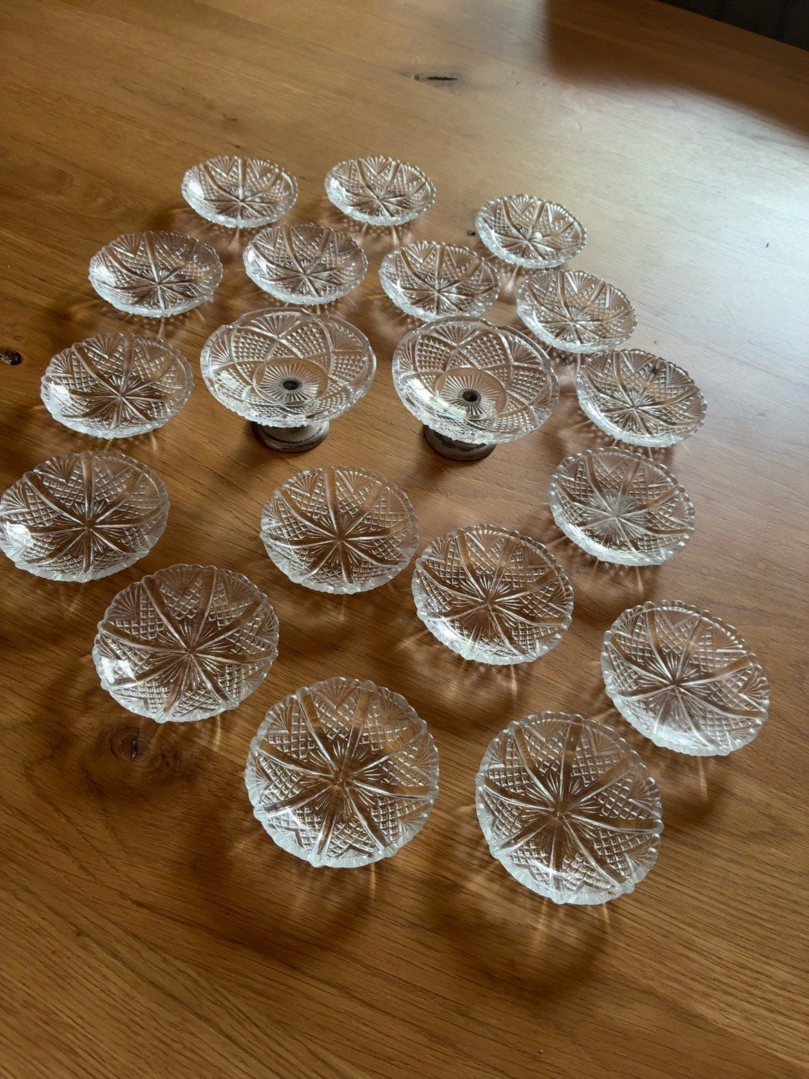 Grote set vintage glazen bonbonschaaltjes – 19 stuks, Verzenden
