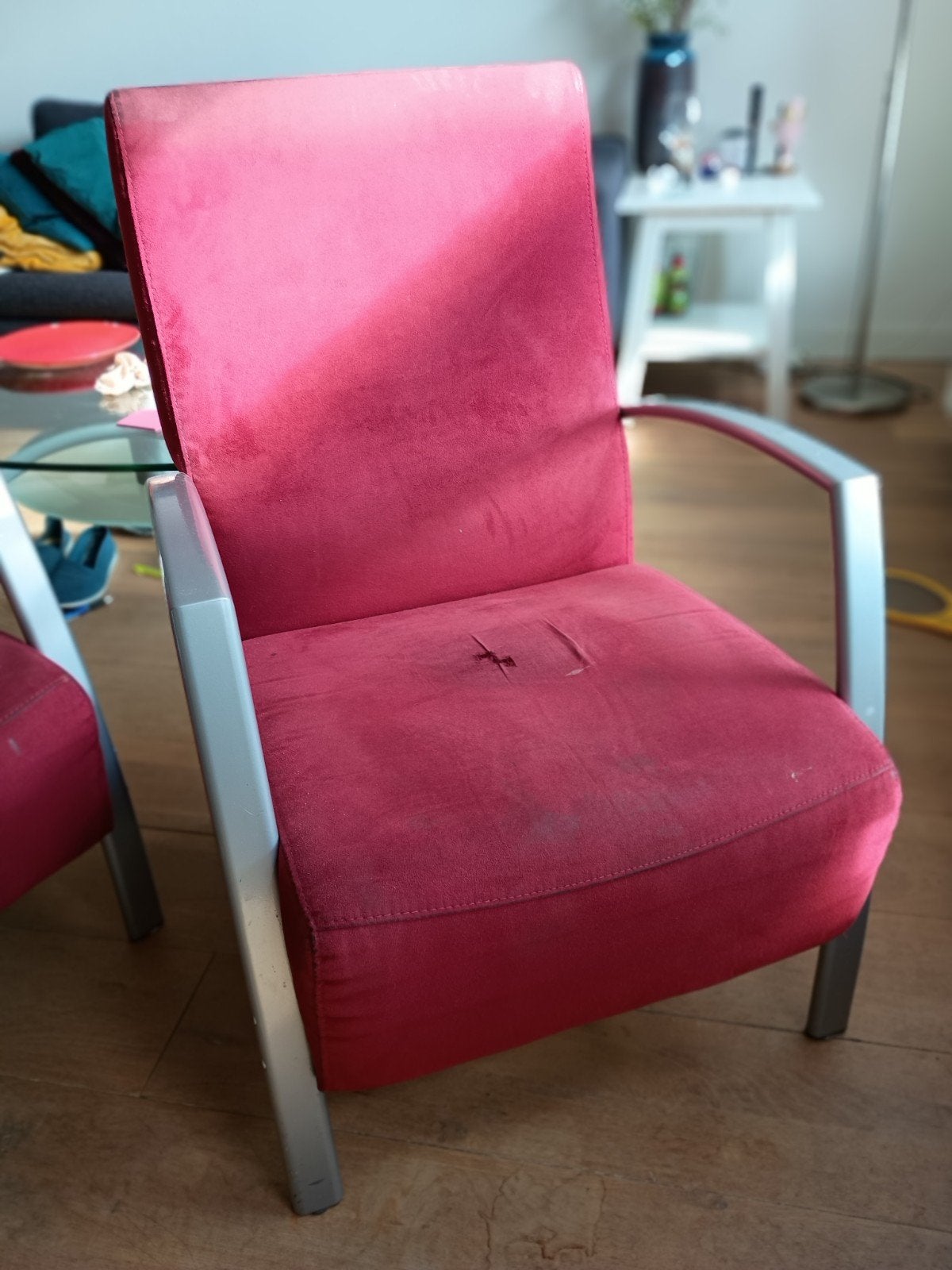 Bordeaux rode stoelen met prima zitcomfort, Huis en Inrichting, Stoelen, Ophalen, Gebruikt, Twee, Stof