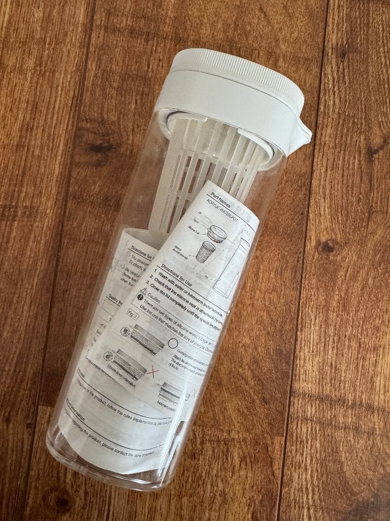 MUJI acryl waterkan voor koude dranken – met filter, Kunststof, Gebruikt, Met deksel, Pot, Bus of Blik