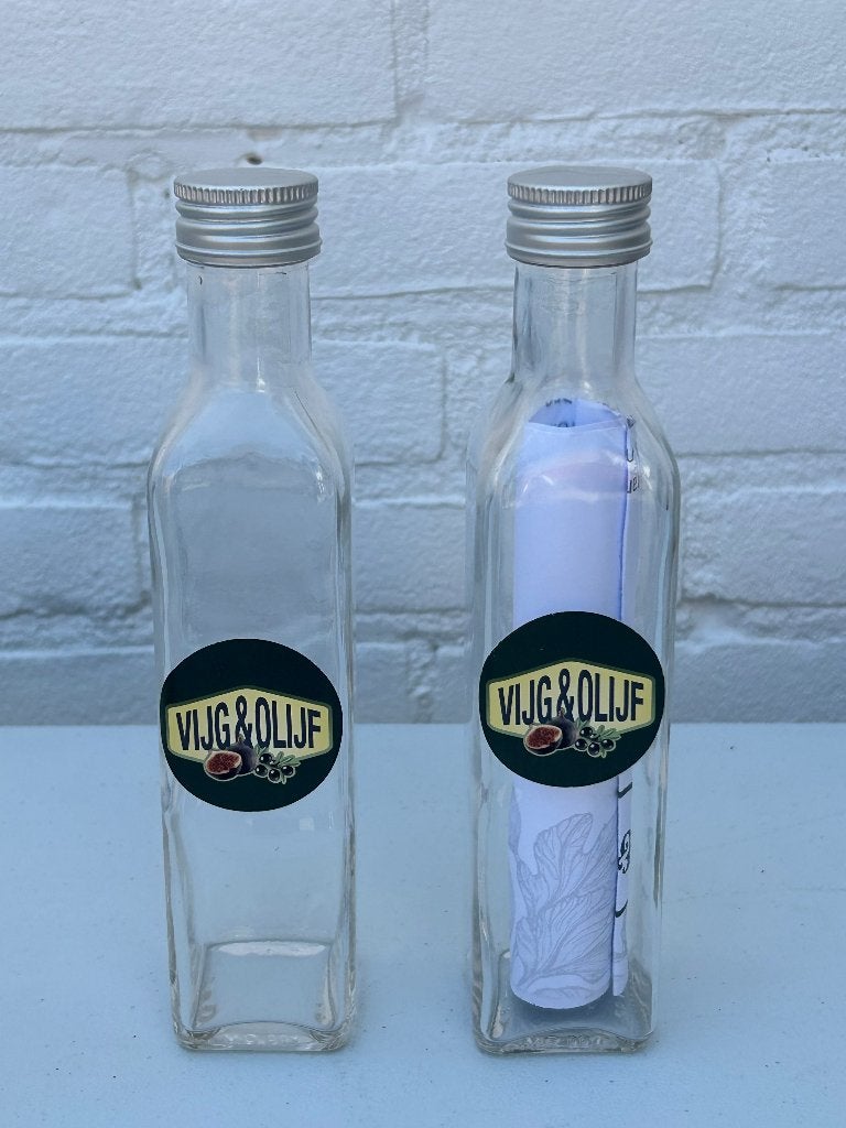 Flesjes glazen 2x olie en azijn, Nieuw, Ophalen of Verzenden, Wit, Glas