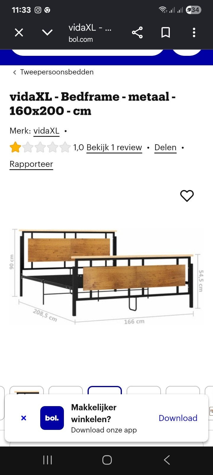 2 persoons ledikant 160 x 200, Huis en Inrichting, Ophalen, 200 cm, Metaal, 160 cm