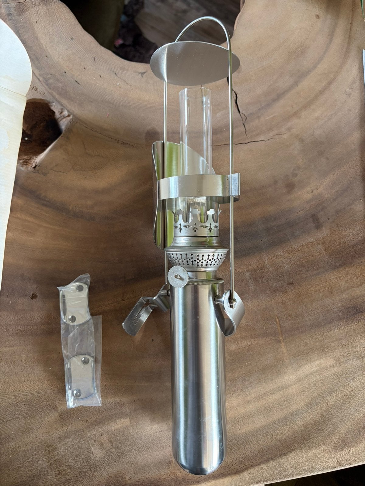 Stelton rvs olielamp/stormlamp ontworpen door Erik Magnussen, Ophalen