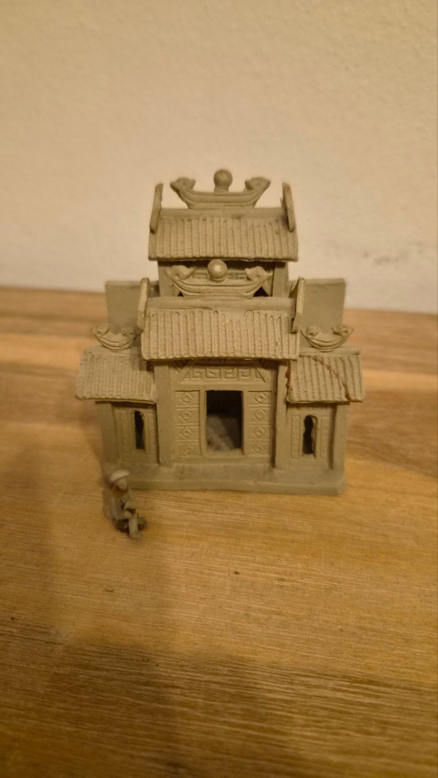Vintage Chinees tempelbeeldje met miniatuurfiguur – decorati, Ophalen of Verzenden