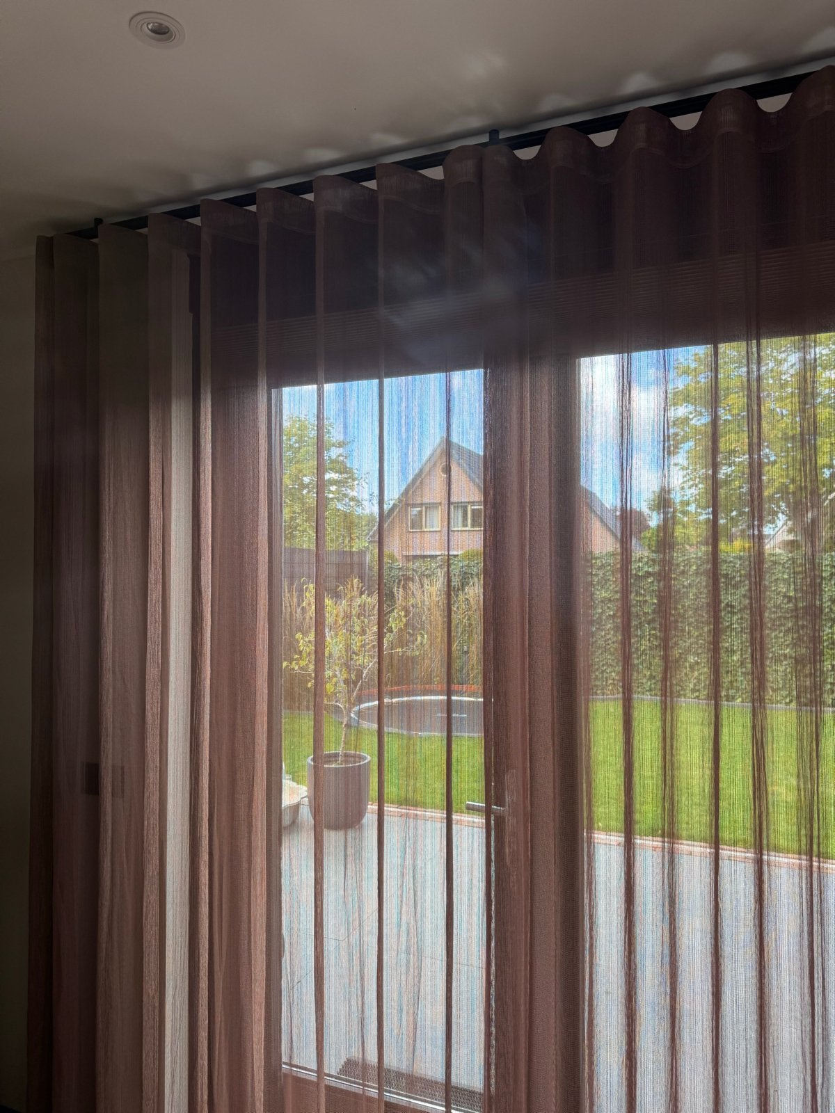 Toppoint Vitrage gordijnen - Oud roze (4 stuks), Huis en Inrichting, Ophalen, Vitrage, Gebruikt, Lichtdoorlatend