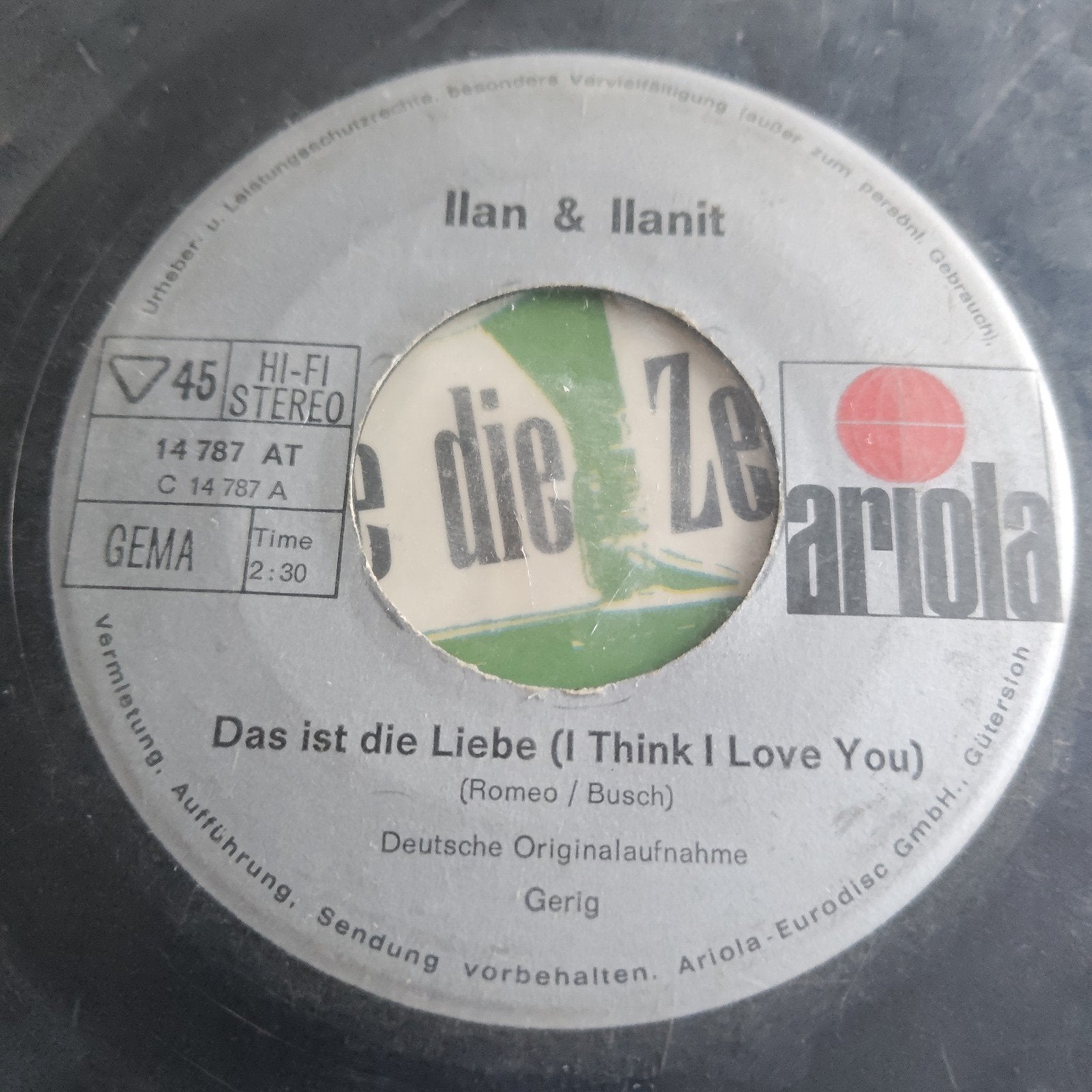 Ilan & Ilanit- Das ist die Liebe (I Think I Love You) 7 inc, Gebruikt, 7 inch, EP, Schlager