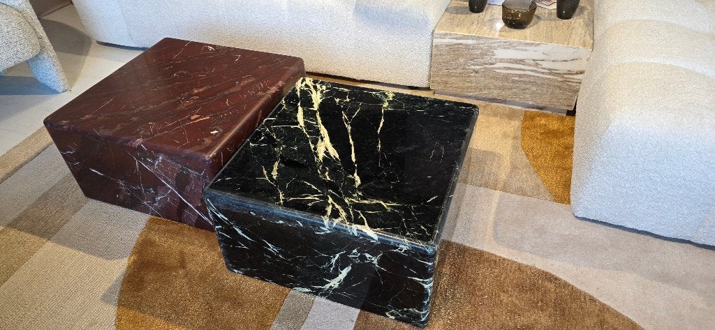 Salontafel Dice Marmer Groen & Rood | SHOWMODEL KORTING, Huis en Inrichting, Ophalen, Overige materialen, 50 tot 100 cm, Bornsestraat 31