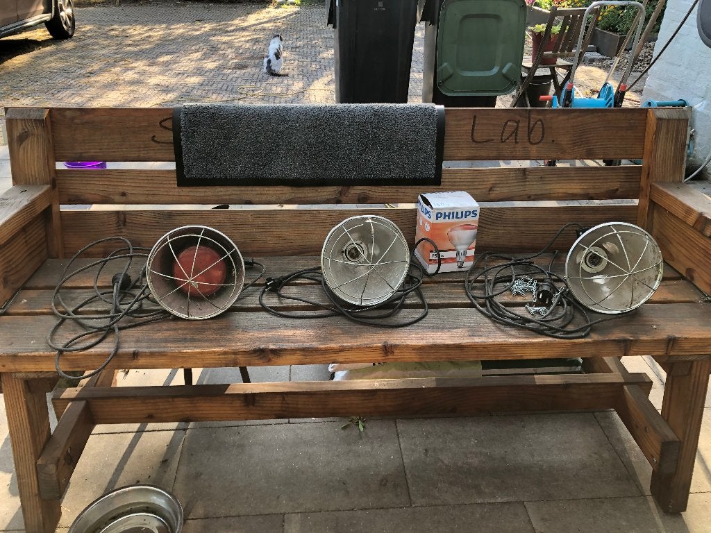 3 armaturen met 1 infra rood lamp 150 W te koop, Dieren en Toebehoren, Ophalen, Gebruikt, Overige typen