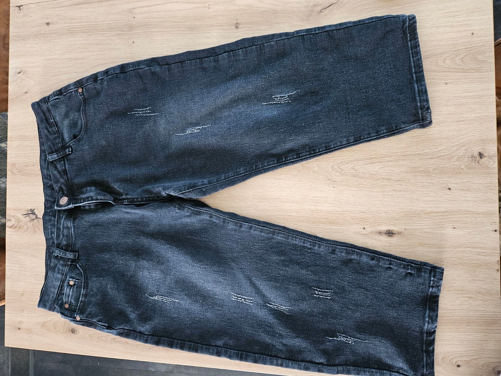 Zwarte driekwart jeans - Maat XL, Ophalen of Verzenden, Gedragen, Maat 46/48 (XL) of groter, Zwart