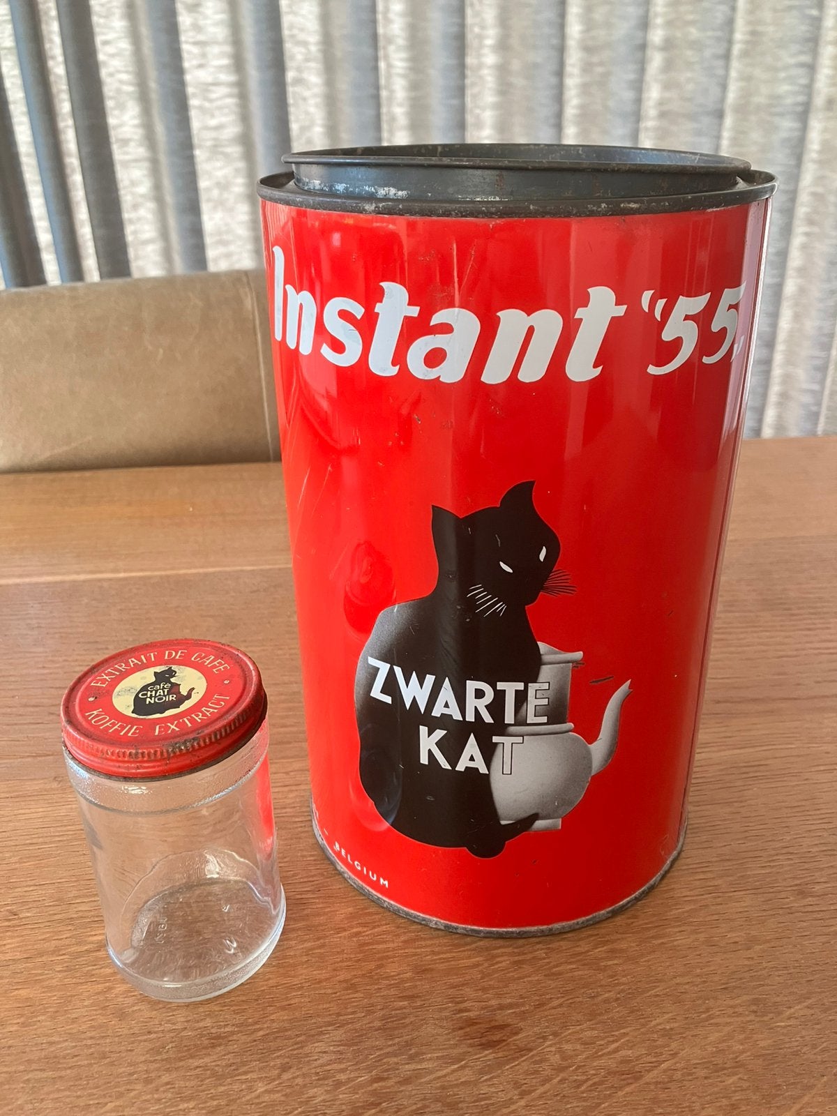 Vintage blik ( winkelblik ) & potje zwarte kat koffie, Verzamelen, Blikken, Ophalen of Verzenden, Gebruikt, Koffie, Overige merken