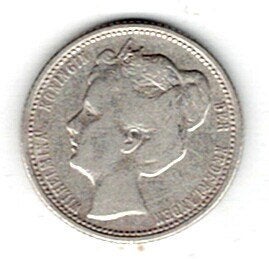 26-1477 Nederland 25 cent 1906, Verzenden, Zilver, 25 cent, Koningin Wilhelmina