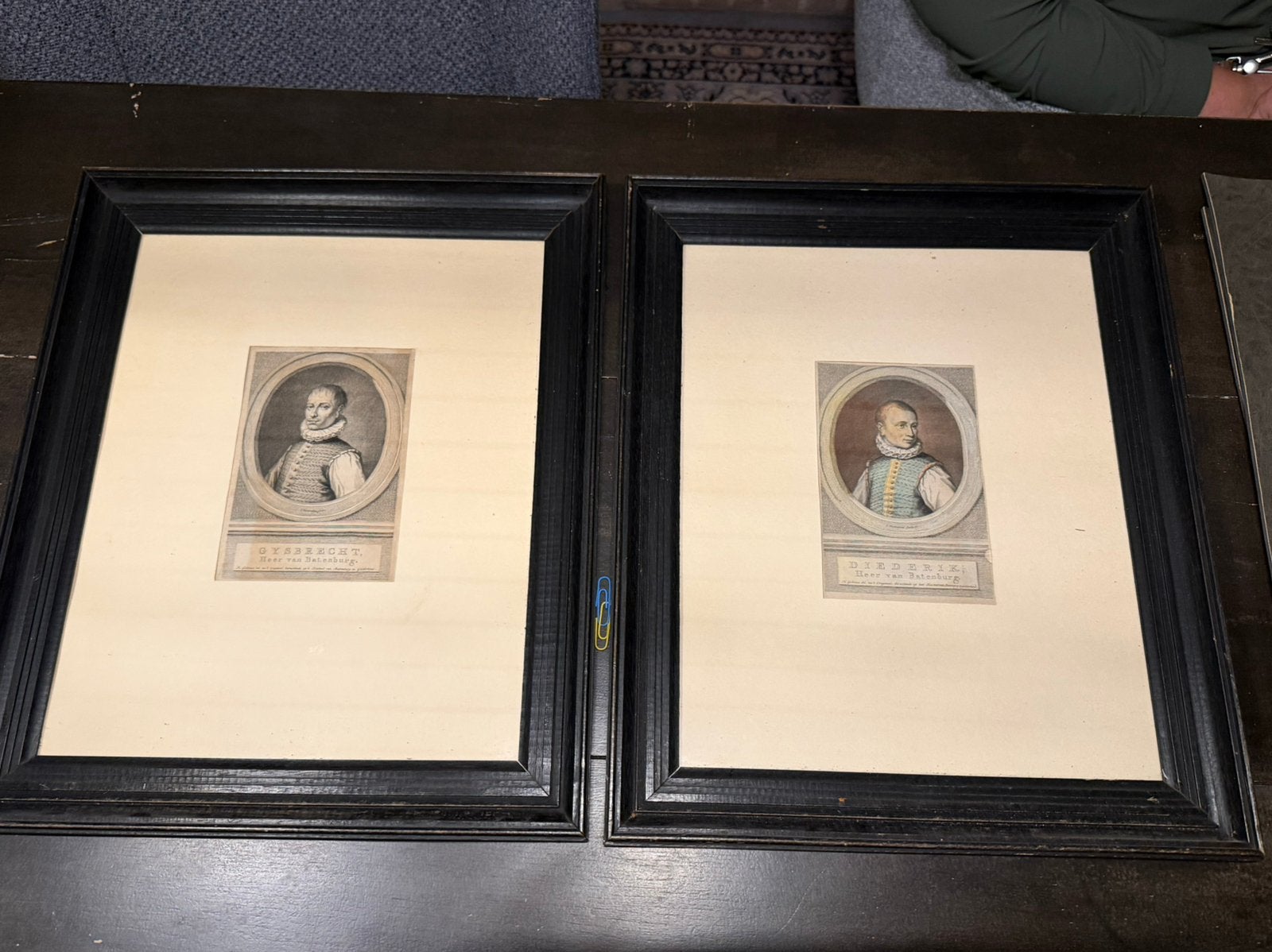 2 oude prenten heren Van Batenburg, Antiek en Kunst, Kunst | Etsen en Gravures, Ophalen