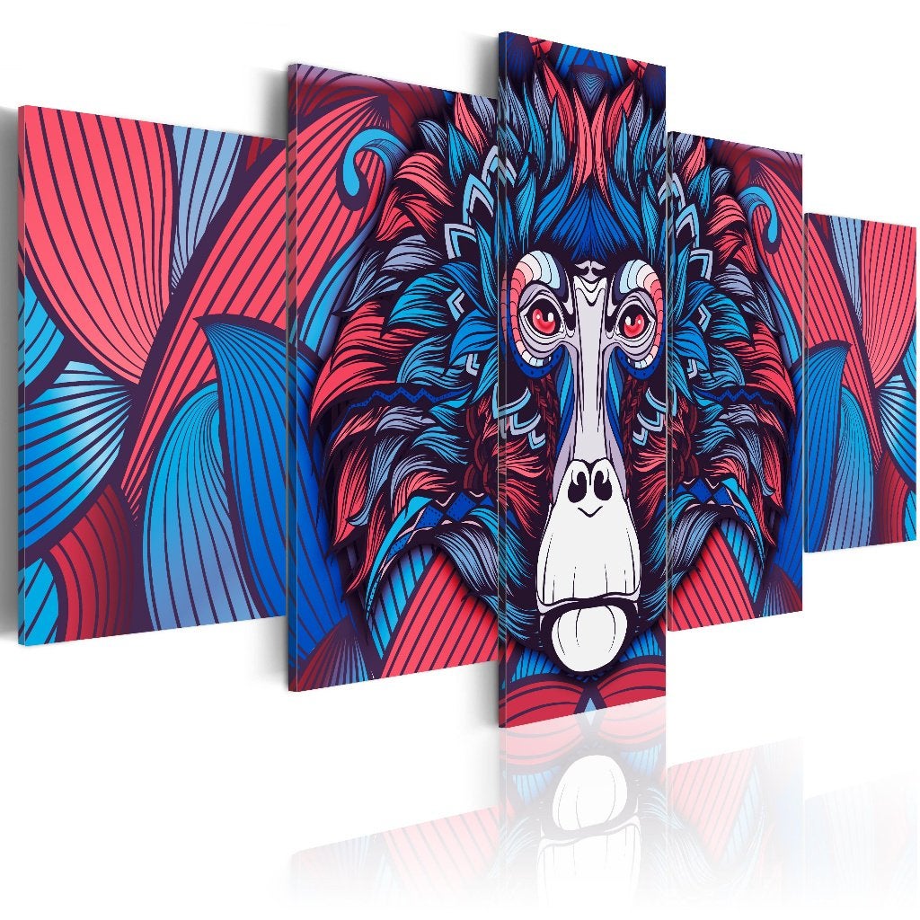 689 Colors Abstract Aap 5 Luik Canvas Schilderij 200x100cm, Huis en Inrichting, Woonaccessoires | Schilderijen, Tekeningen en Foto's