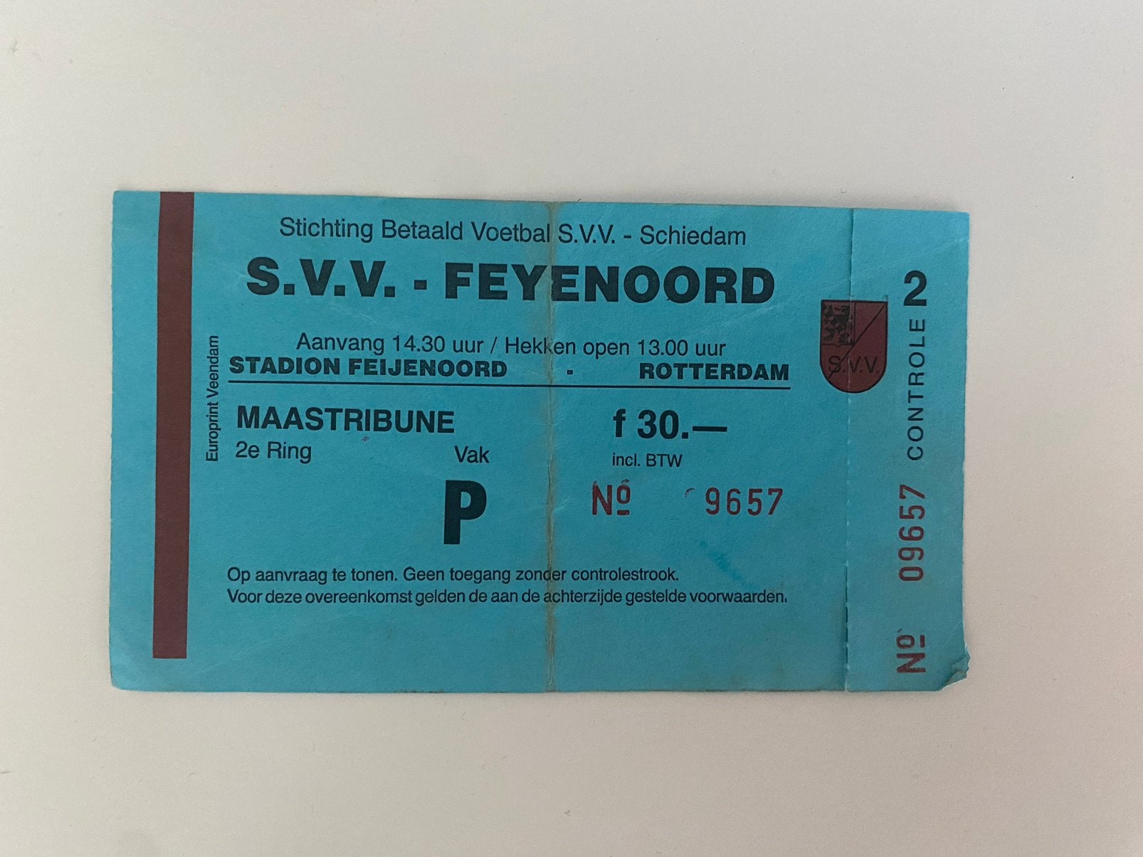Kaartje SVV - Feyenoord, Eén persoon, Algemeen kaartje