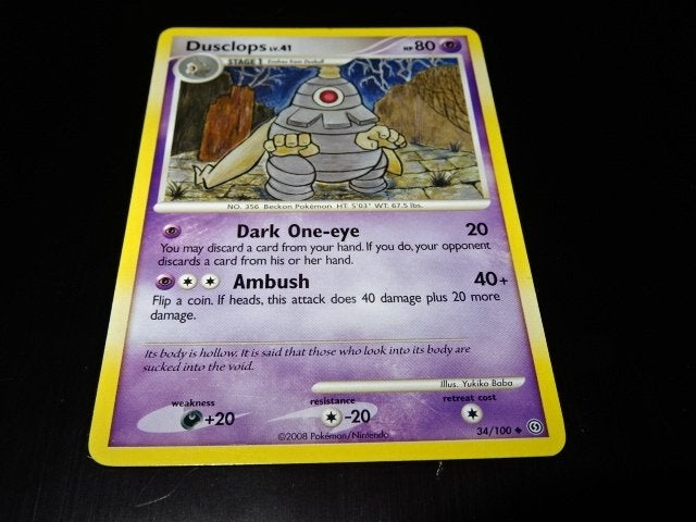 Pokemon kaart Dusclops 34/100 2008 ziet er nog goed uit, Ophalen of Verzenden, Gebruikt, Losse kaart