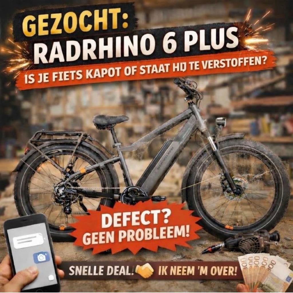 Gezocht: Rad Powerbikes fietsen, Rad Rhino 5&6 en Rad Runner, Ophalen, Zo goed als nieuw, 50 km per accu of meer, Overige merken