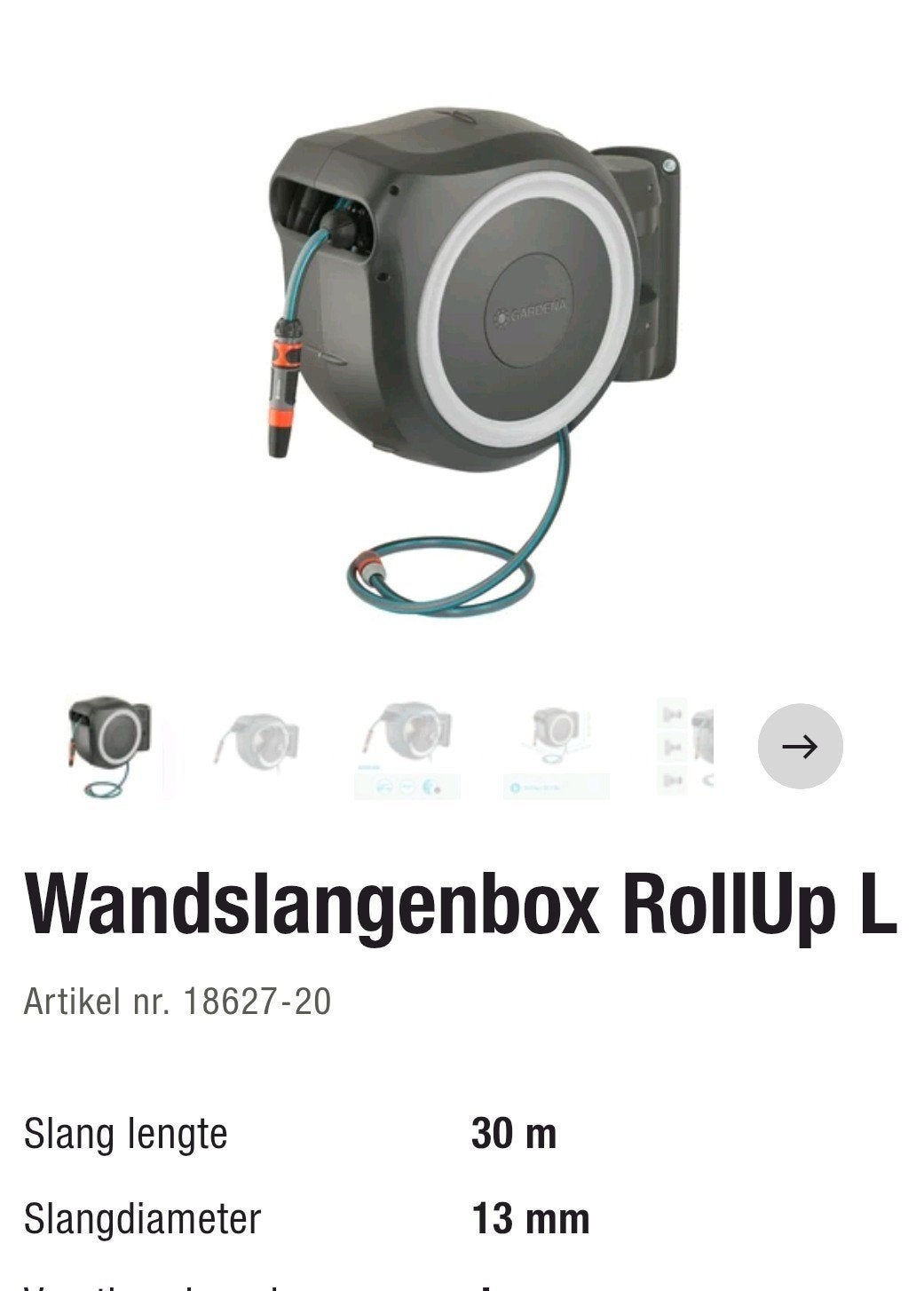 Gardena Wandslangenbox RollUp L 30m - Nieuw in doos, Ophalen of Verzenden, Nieuw, Tuinslanghaspel