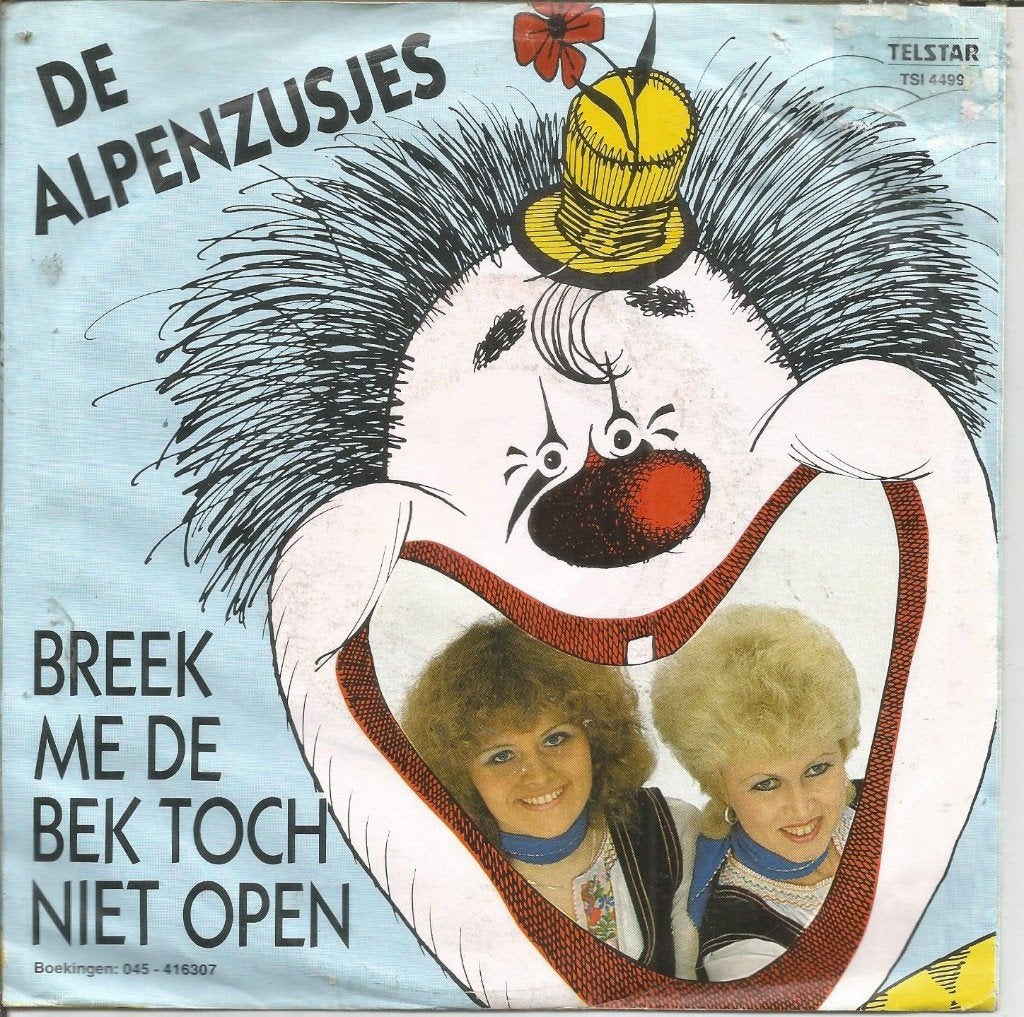 De Alpenzusjes ‎– Breek Me De Bek Toch Niet Open (1986), Fotohoes, 7 inch, Ophalen of Verzenden, Zo goed als nieuw