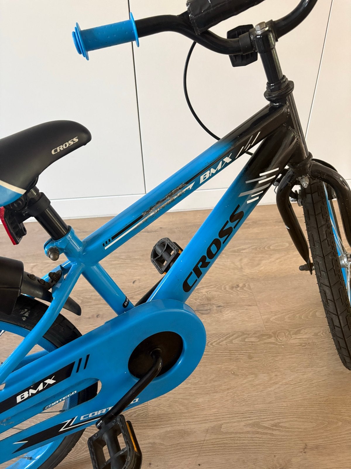 Cross BMX fiets 16 inch - Blauw/Zwart, Terugtraprem, Staal, Ophalen of Verzenden, 16 tot 20 inch