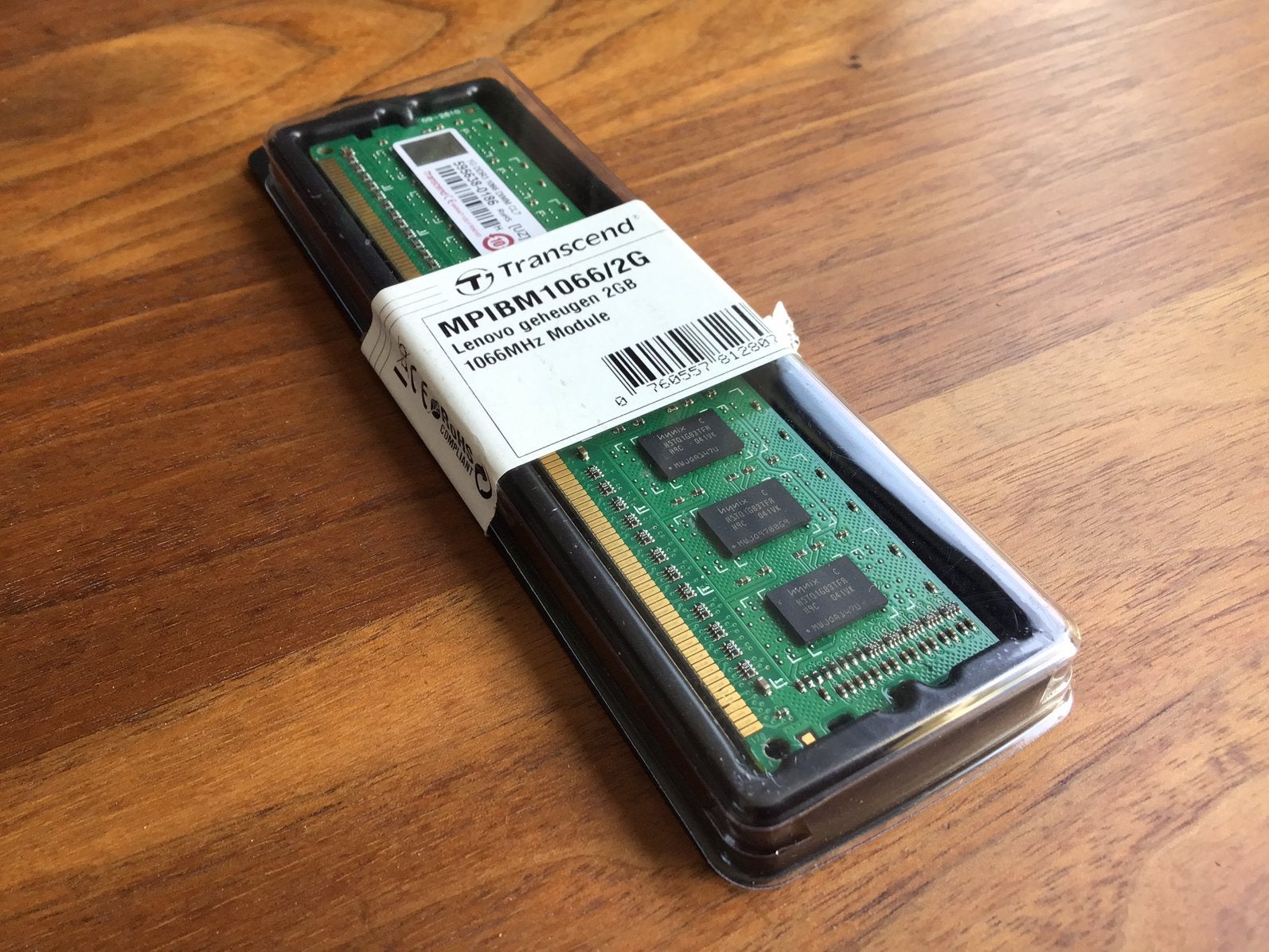 TRANSCEND MPIBM1066/2G LENOVO GEHEUGEN 1066 MHZ MODULE., Computers en Software, RAM geheugen, Ophalen of Verzenden, Zo goed als nieuw