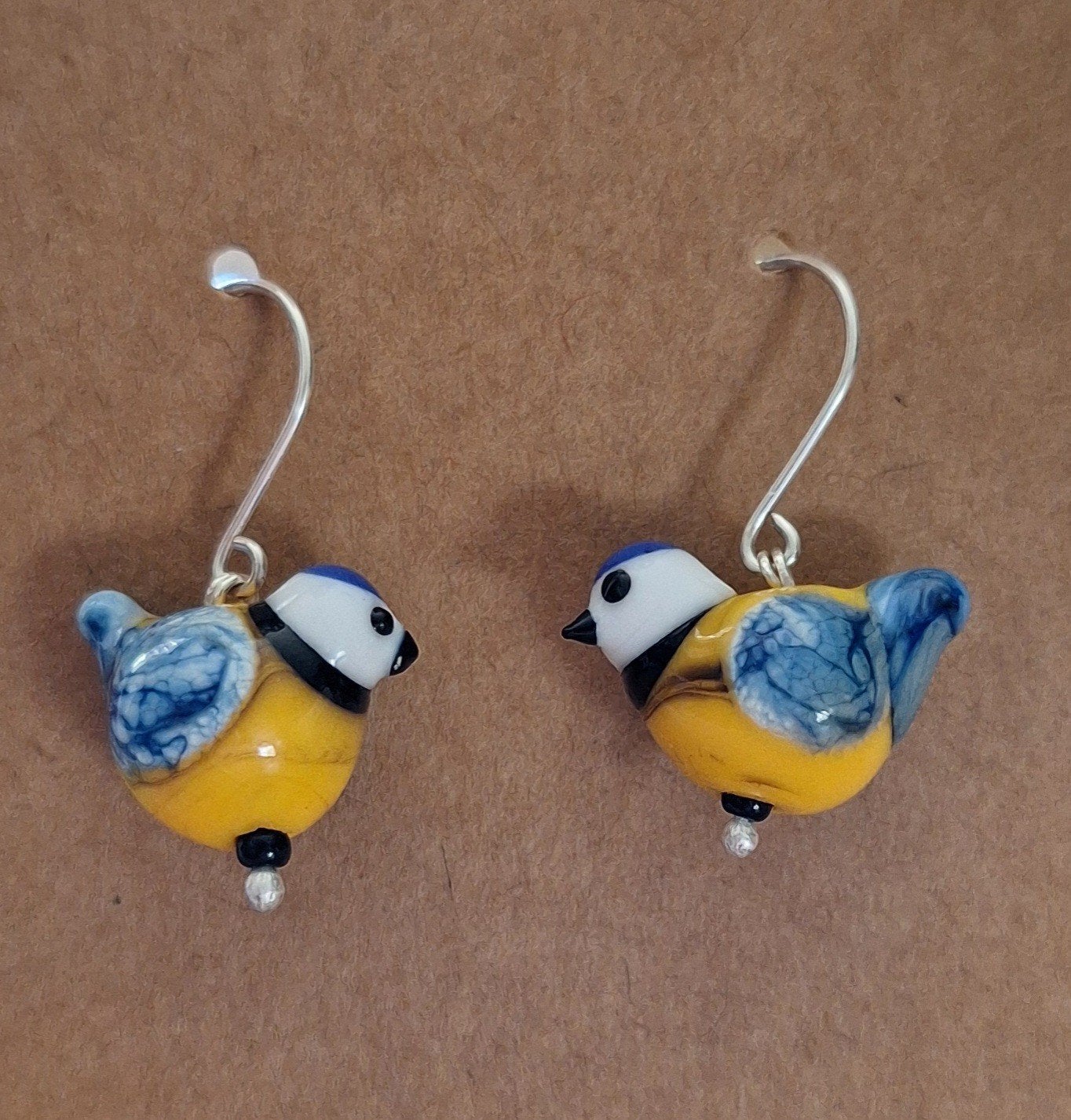 oorbellen met handgemaakte lampwork glazen vogel, Verzenden, Nieuw, Glas, Hangers