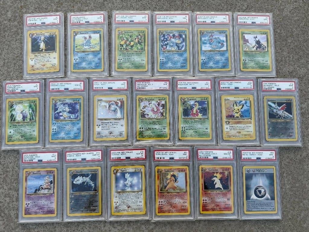 Pokémon Neo Genesis Holo Set PSA 9/10 | EXTREEM ZELDZAAM, Ophalen, Zo goed als nieuw, Meerdere kaarten, Foil