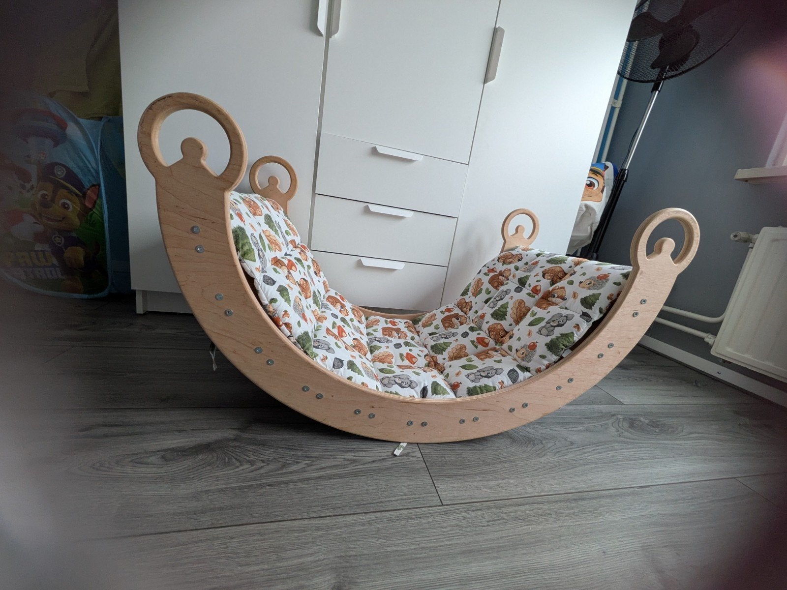 Handgemaakte Montessori schommelstoel / klimboog, Ophalen, Zo goed als nieuw, Rij- of Hobbelspeelgoed