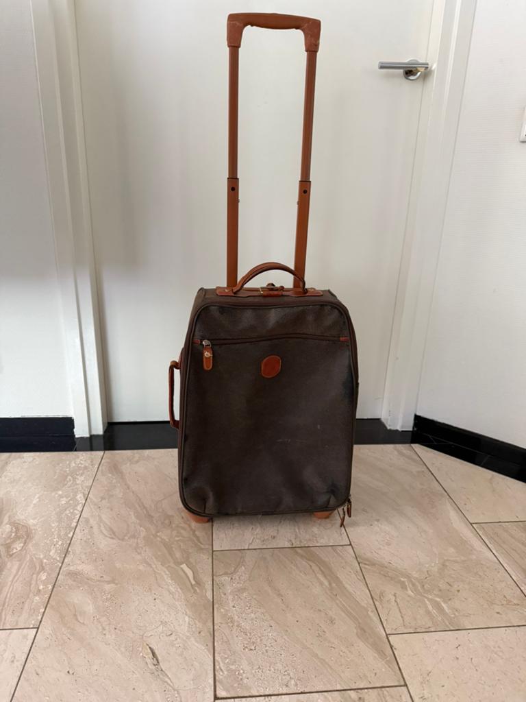 Leren reiskoffer olijfgroen merk Brics, Ophalen, Wieltjes, Gebruikt, 50 tot 60 cm