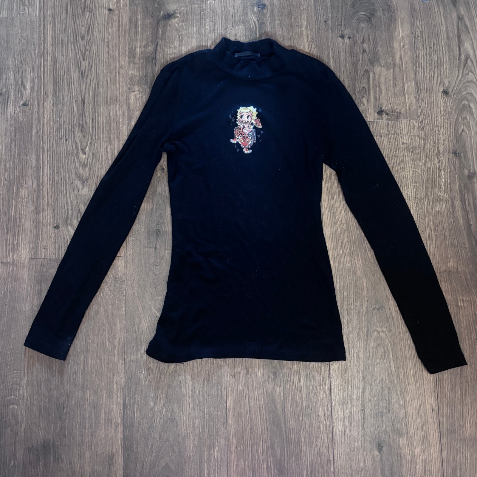 Zwarte Betty Boop Longsleeve Maat M, Maat 38/40 (M), Zwart, Ophalen of Verzenden, Lange mouw