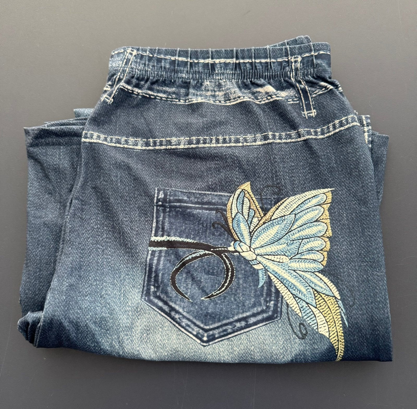 Flared legging jeans look print vlinder xxl 2xl, Kleding | Dames, Leggings, Maillots en Panty's, Gedragen, Legging, Overige maten