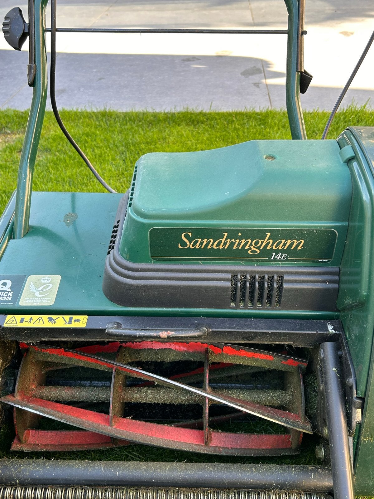 Allett Sandringham 14E Kooimesmaaier met 3 cassettes, Tuin en Terras, Ophalen, Elektrische grasmaaier, Zo goed als nieuw, Opvangbak