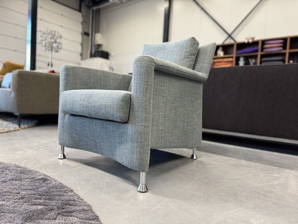 2 Leolux Evidence Paian fauteuils birk stof Blauw stoel, Huis en Inrichting, Leolux, Info@leolux.nl, 75 tot 100 cm, Ophalen of Verzenden