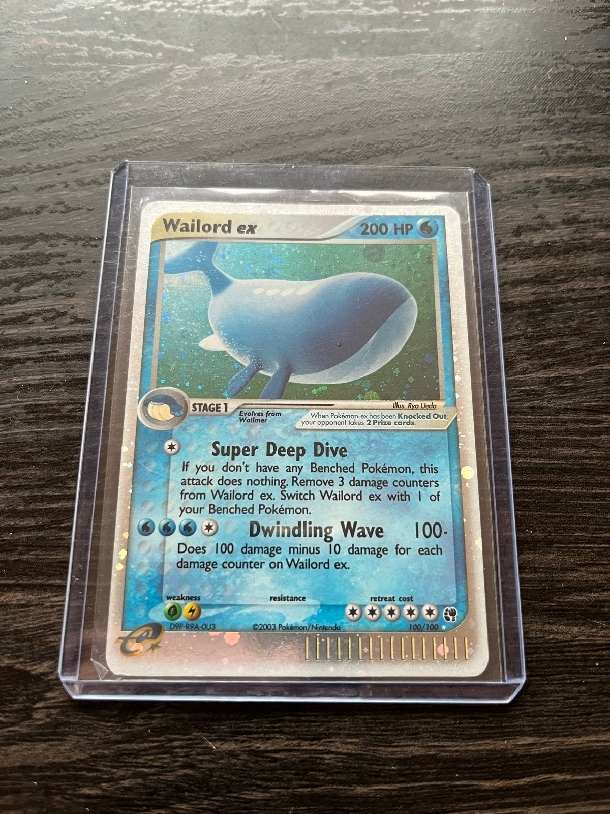 Wailord ex 100/100 - Zeldzame Pokémon kaart uit 2003, Ophalen of Verzenden, Gebruikt, Losse kaart, Foil
