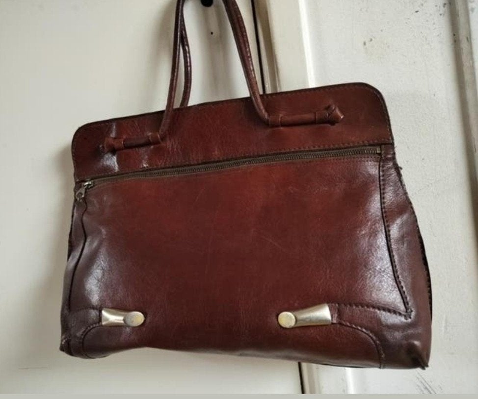 Aparte vintage Italiaanse leren tas, Verzenden