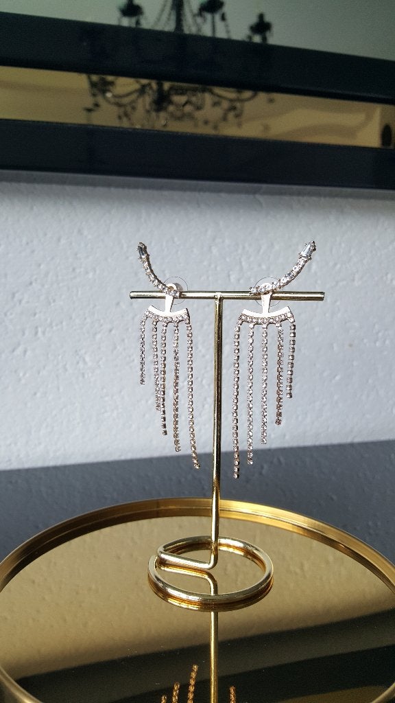 Nieuwe oorbellen - Goudkleur met strass - Hangers, Overige materialen, Hangers, Nieuw, Ophalen of Verzenden