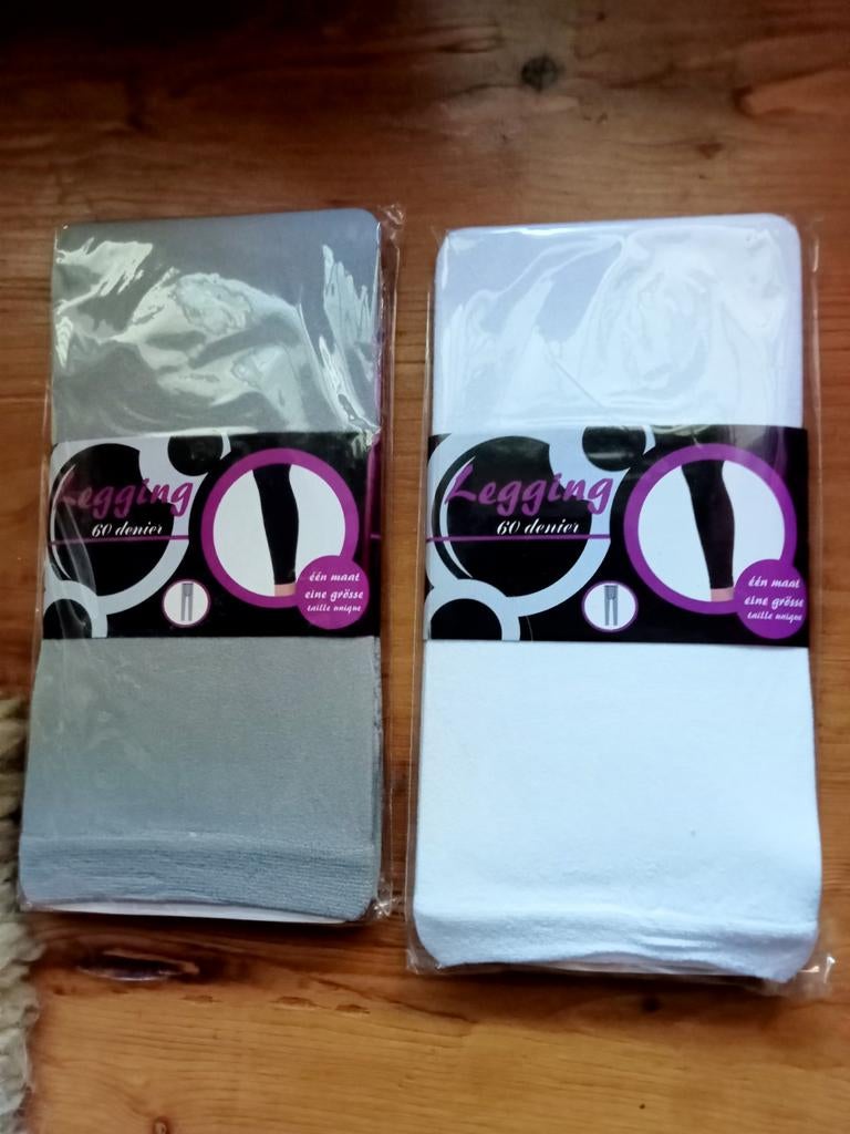 2 nieuwe leggings, 1 maat, in wit en grijs, 60 dernier, Ophalen of Verzenden, Nieuw, Wit, Legging
