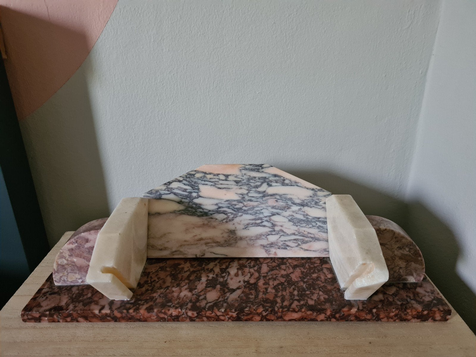 Art Deco marmeren brievenhouder –vintage,   meerkleurig, Huis en Inrichting, Ophalen of Verzenden, Zo goed als nieuw, Hout