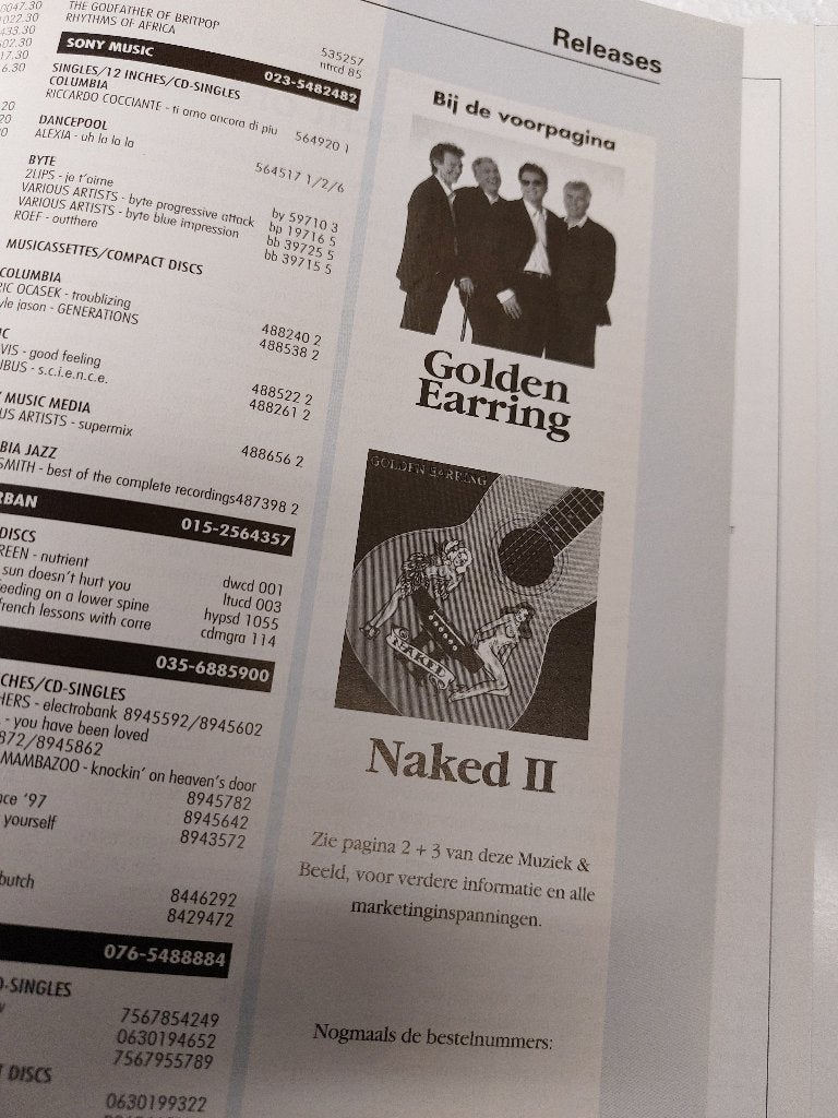 Golden Earring PROMO MAGAZINE Naked 1997 MBI, MBI, Ophalen of Verzenden, NvT, Boek, Tijdschrift of Artikel