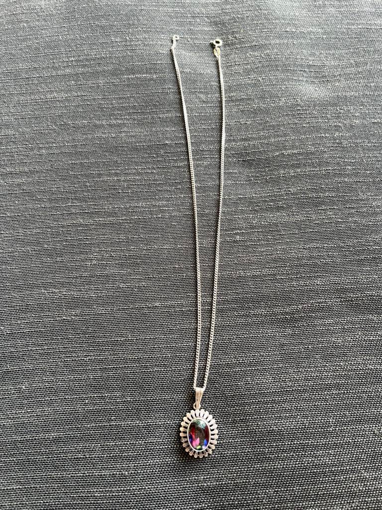 Prachtige zilveren ketting met hanger (45 cm), Antiek en Kunst, Antiek | Goud en Zilver, Ophalen of Verzenden, Zilver