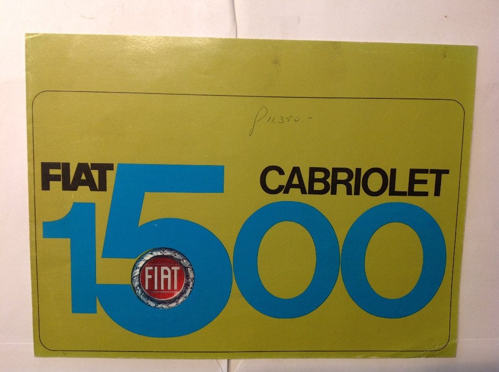 Fiat 1500 Cabriolet folder Engels 6 blz, Ophalen of Verzenden, Nieuw, Overige merken
