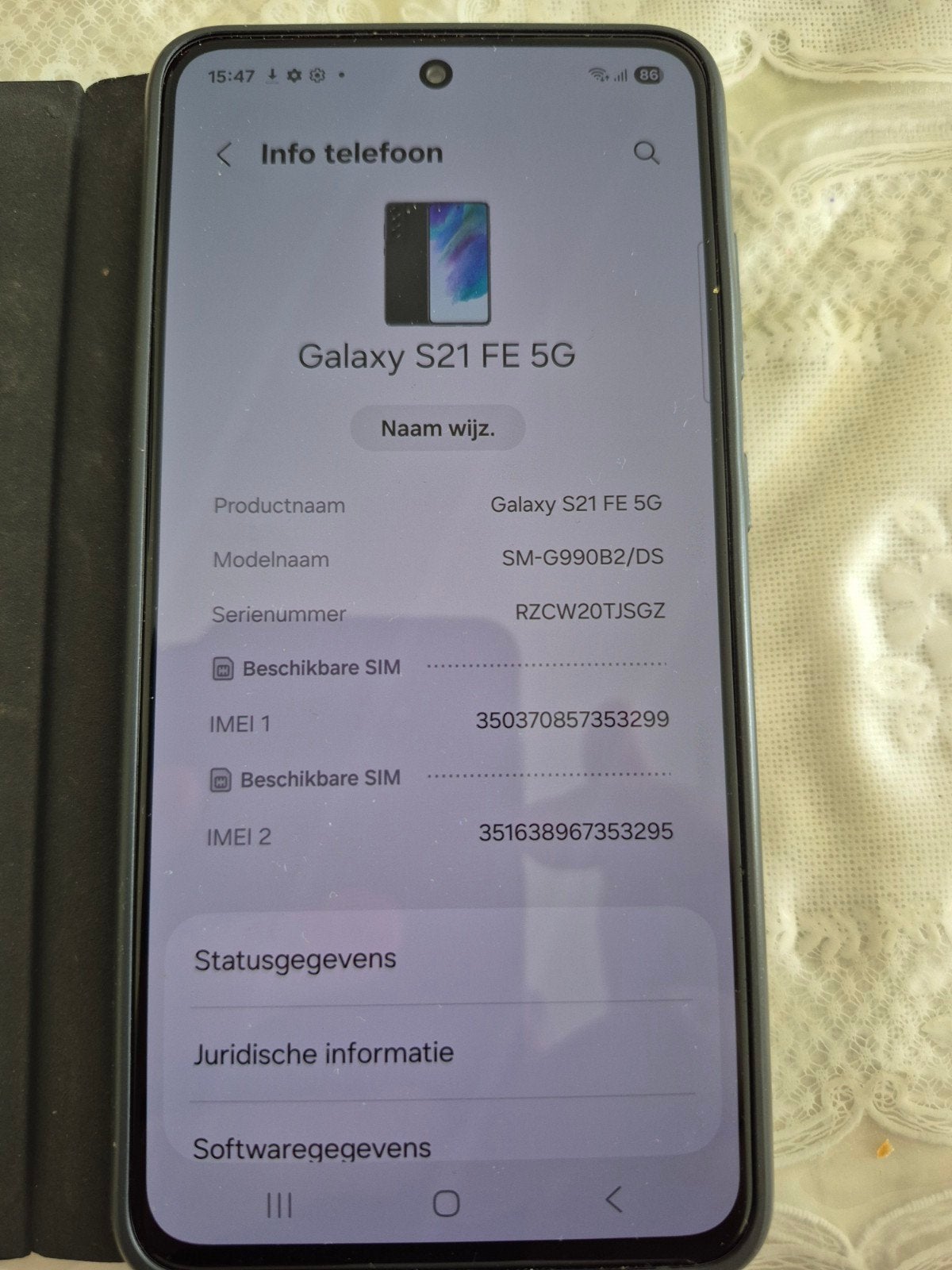 Samsung Galaxy S21 FE 5G 128GB Zwart met hoesje, Ophalen, Zwart, Touchscreen, Zo goed als nieuw