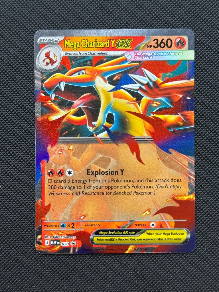 Mega Charizard Y ex — Black Star Promo 030 MEP, Ophalen of Verzenden, Zo goed als nieuw, Losse kaart, Foil