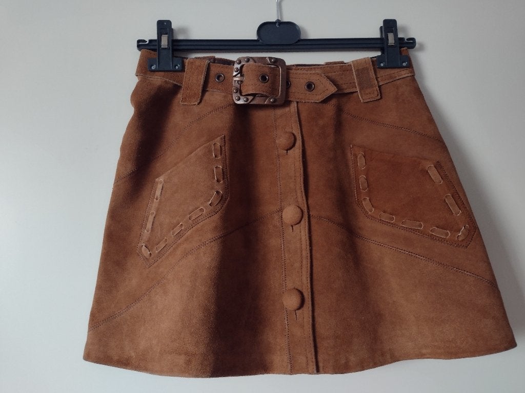 Vintage suède dames rok, Kleding | Dames, Rokken, Maat 38/40 (M), Bruin, Ophalen of Verzenden, Onbekend