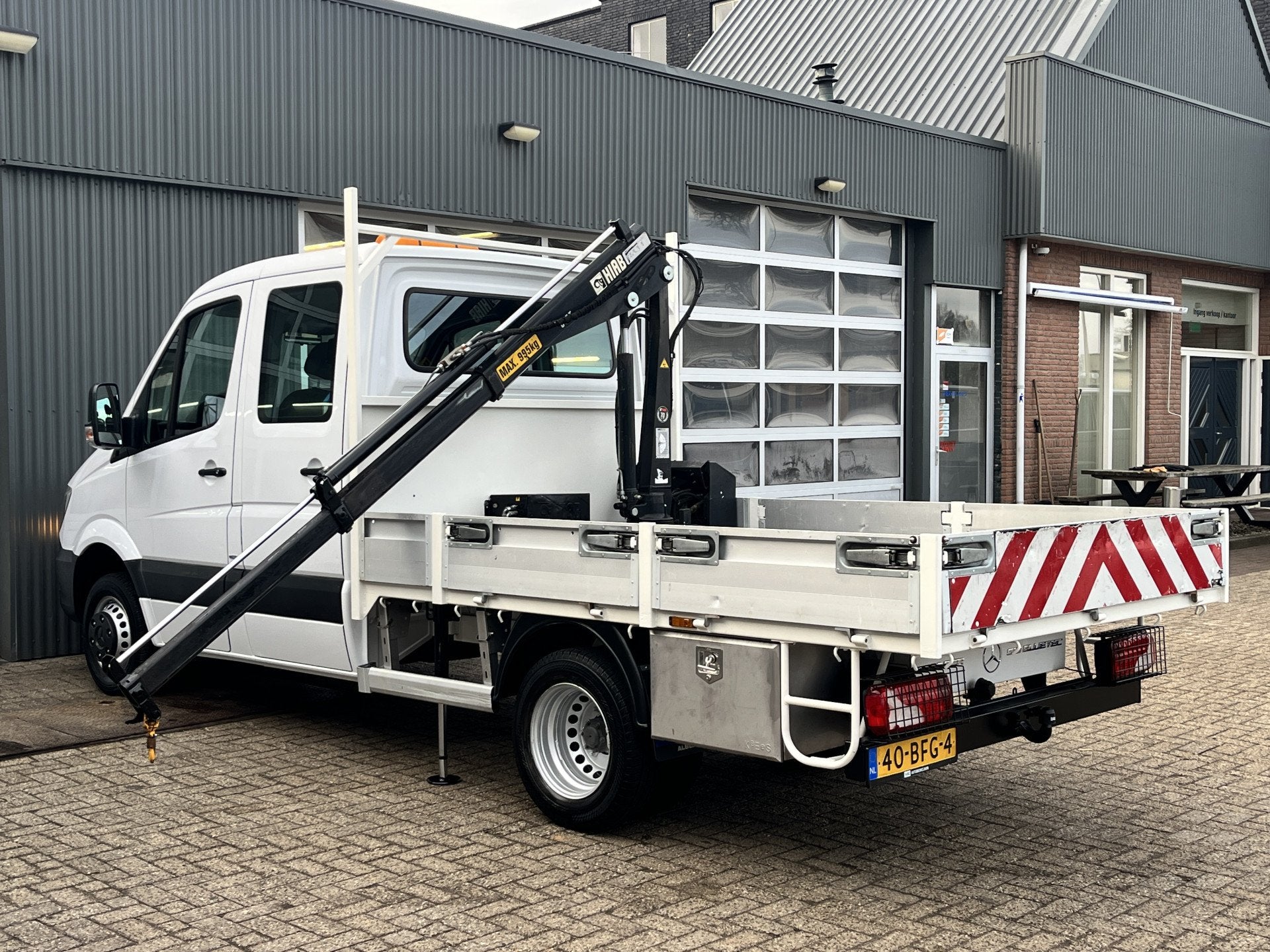 Mercedes-Benz Sprinter 513 CDI 130pk DC Laadkraan Hiab 017T, Stof, Gebruikt, 4 cilinders, Wit