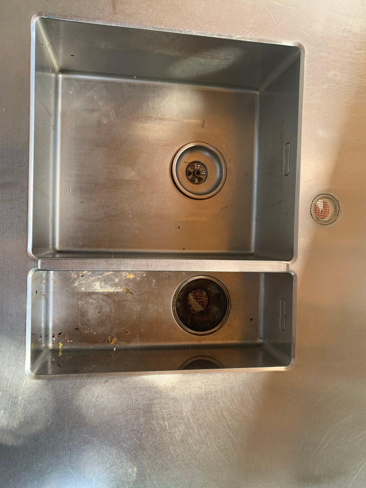 RVS dubbele Spoelbak met RVS blad, Ophalen, Gebruikt